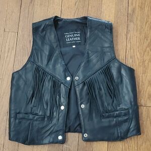 Indian Stone Design Genuine Leather Fringe Vest Navarre Leather Company